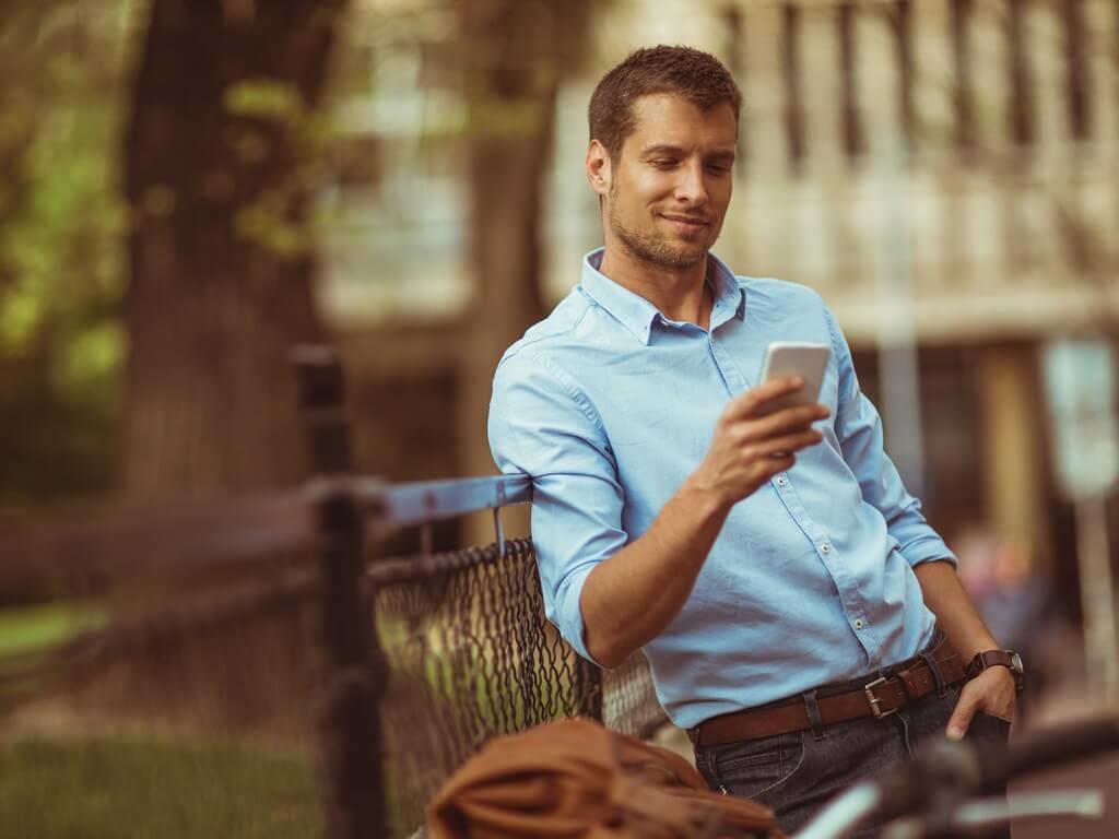 Landscape Man with phone